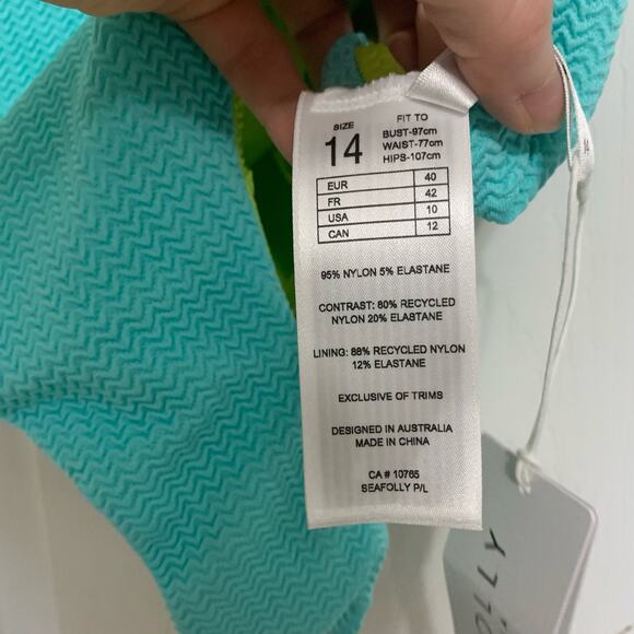 Seafolly NWT Slice Of Splice Deep V Neck One Piece Swimsuit Size 10 - Picture 9 of 10